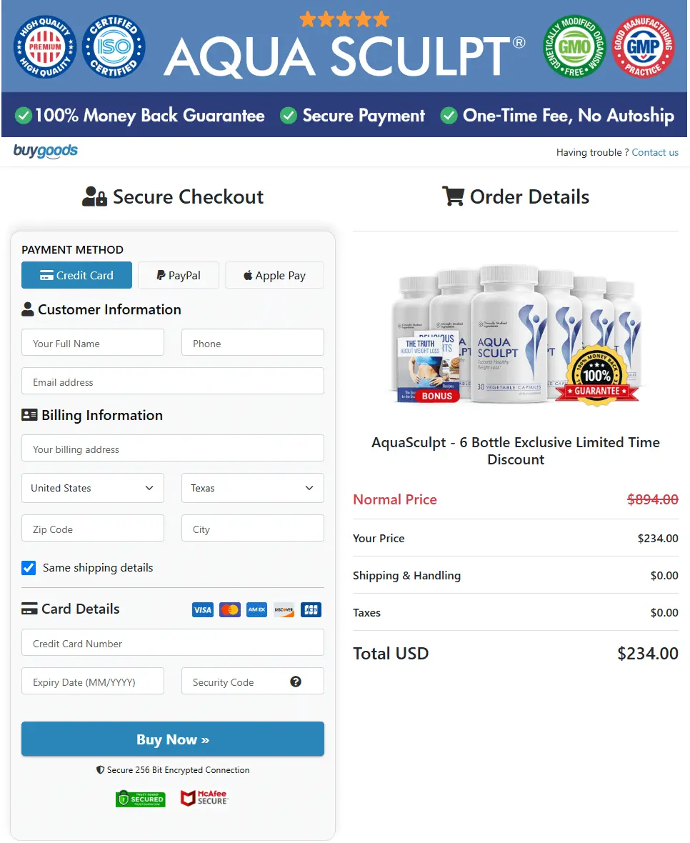 aquasculpt buy page